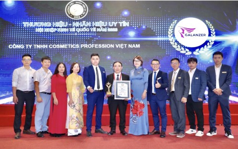 Công ty TNHH Cosmetics Profession Việt Nam – thương hiệu Galanzer nhận giải TOP 10 thương hiệu – nhãn hiệu uy tín hội nhập kinh tế quốc tế năm 2023
