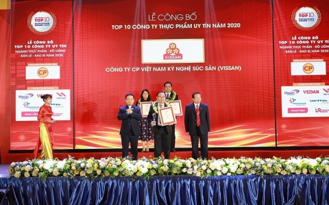 Vissan đạt top 10 công ty thực phẩm uy tín & top 500 doanh nghiệp lợi nhuận tốt nhất Việt Nam 2020